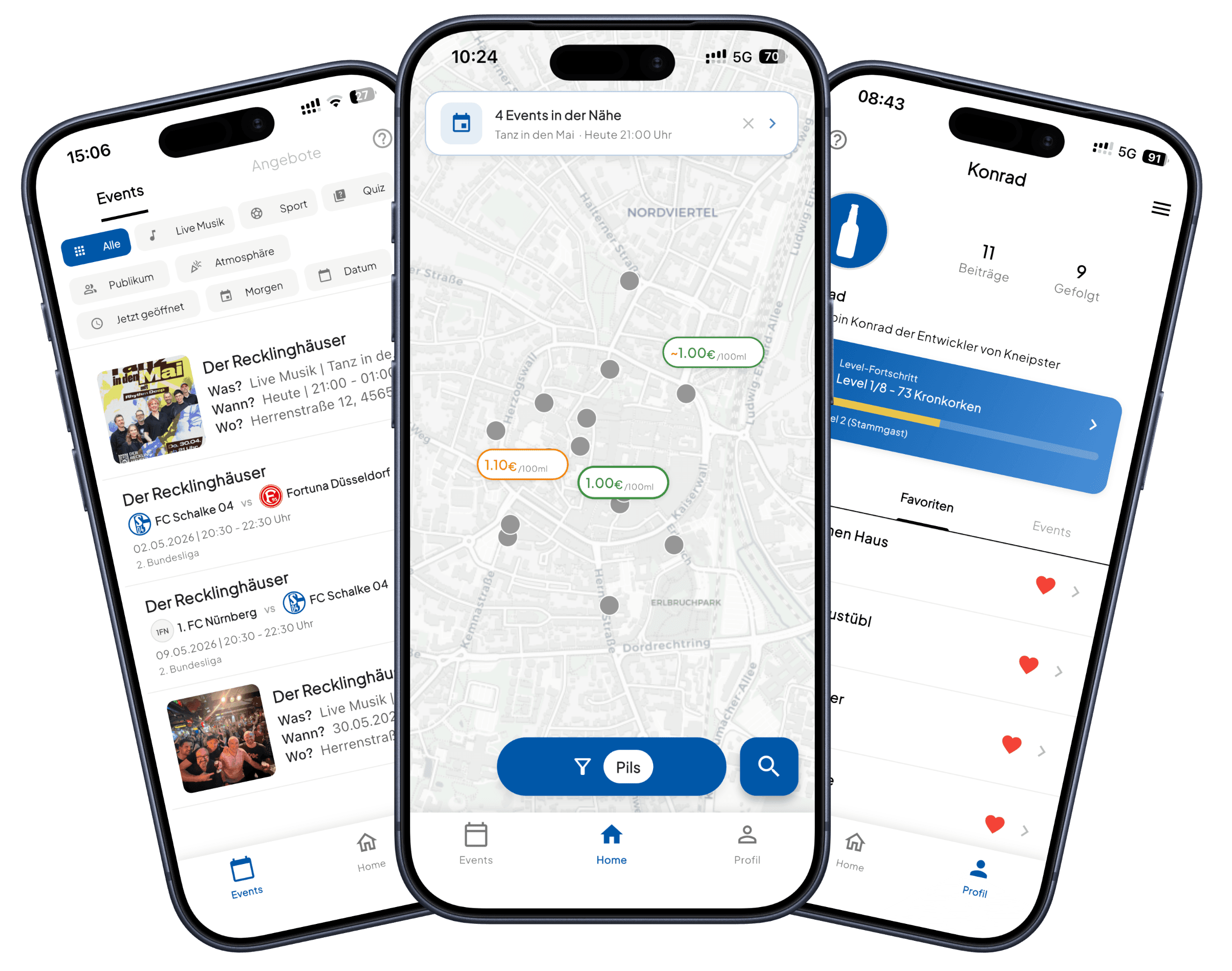 Kneipster App auf Smartphones